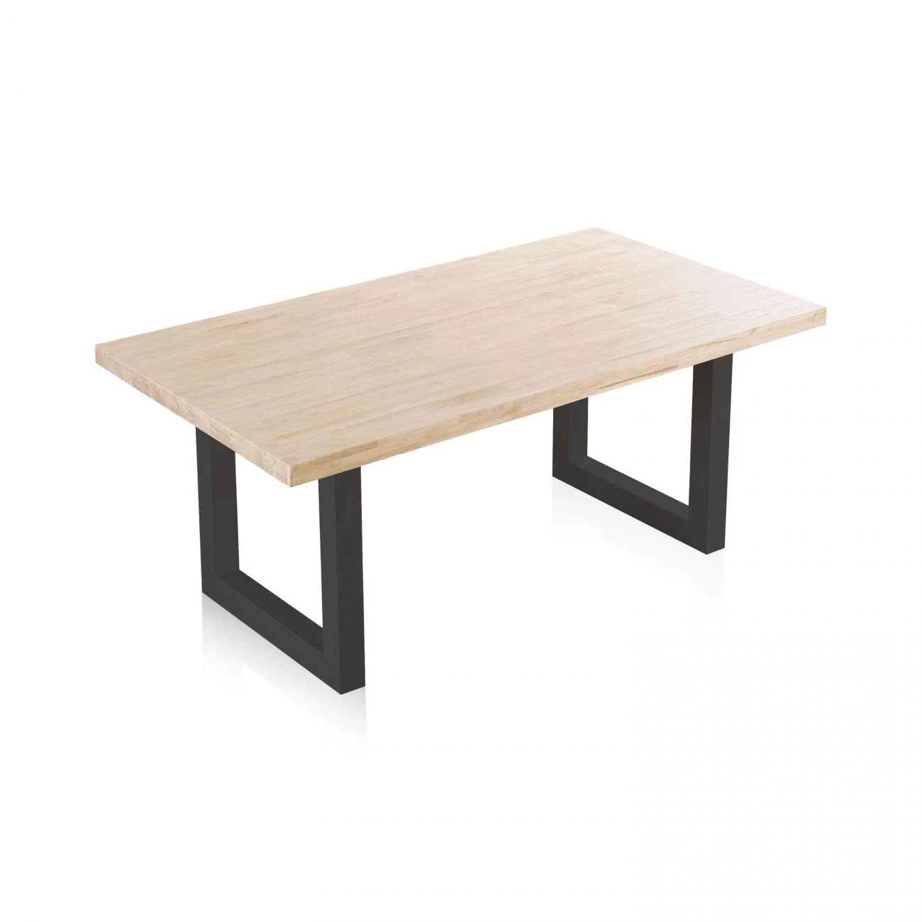 Mesa de comedor fija con patas metálicas en negro y roble 180x100 cm Loft Negro - Roble