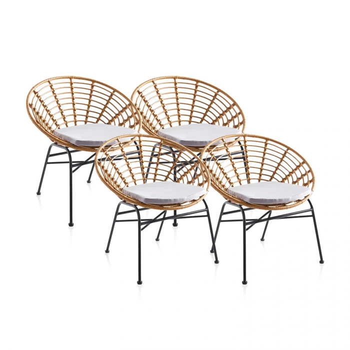 Pack 4 sillones Talma Rattan