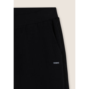 Pantaloni wide leg in felpa garzata e inserti a trecce