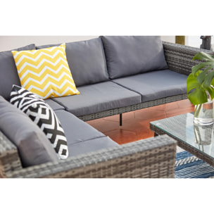 Salon de jardin bas 5 places en résine tressée gris MEHARI