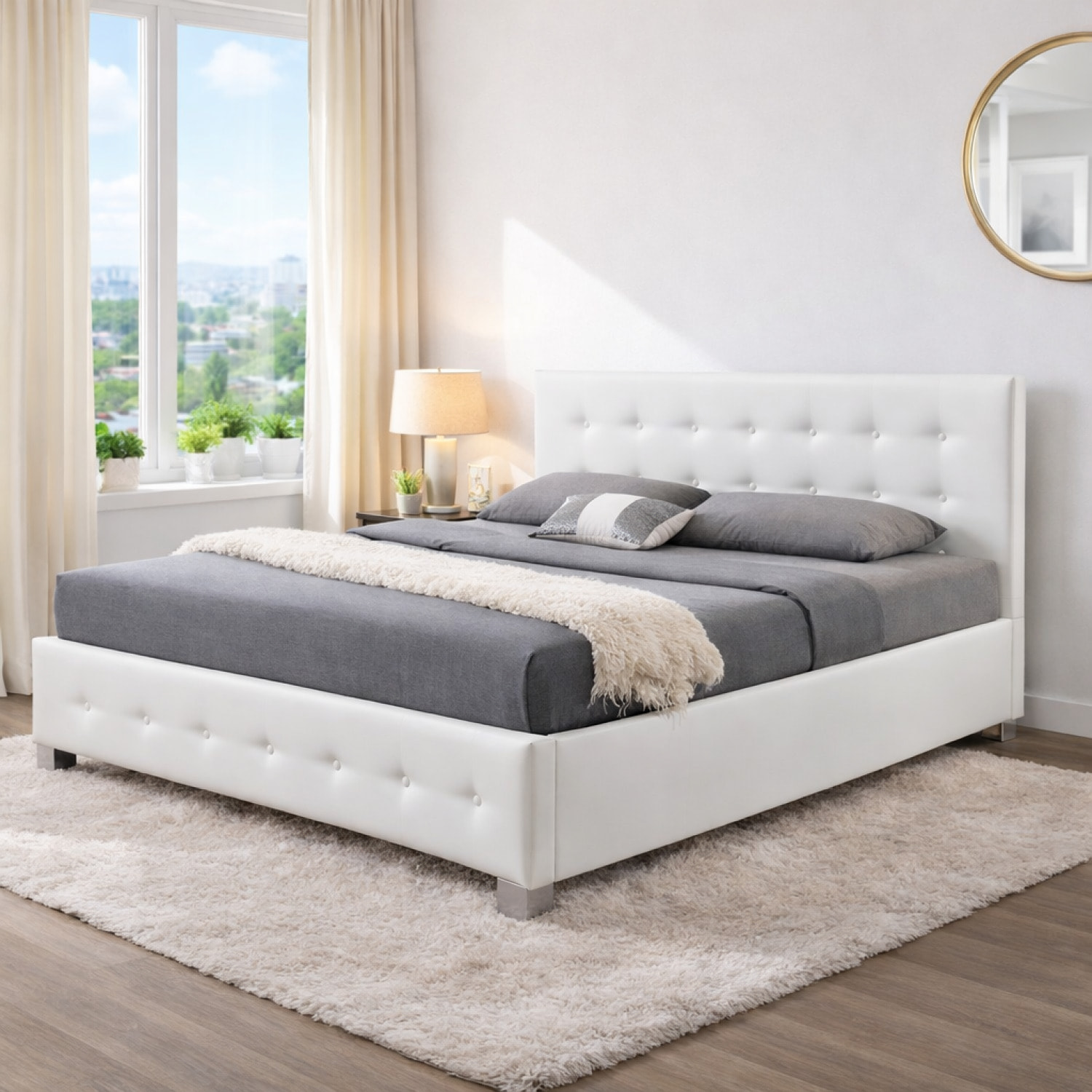 Structure de lit avec coffre 160 x 200 cm blanc BILBAO