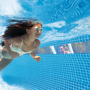 Intex Piscina Fuori Terra Prisma Frame Clearview Rettangolare, con Pompa Filtro 2006 L/h, Scaletta e Teli, P