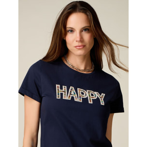 Oltre - T-shirt con applicazione lettering - Blu