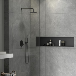 Timeless Niche de Douche à encastrer, Acier Inoxydable 304, 120x28x10cm, Noir mat