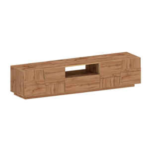 Mobile porta TV Maestrale, Credenza bassa da soggiorno con 4 ante e 1 cassetto, Base porta TV, 220x44h46 cm, Rovere