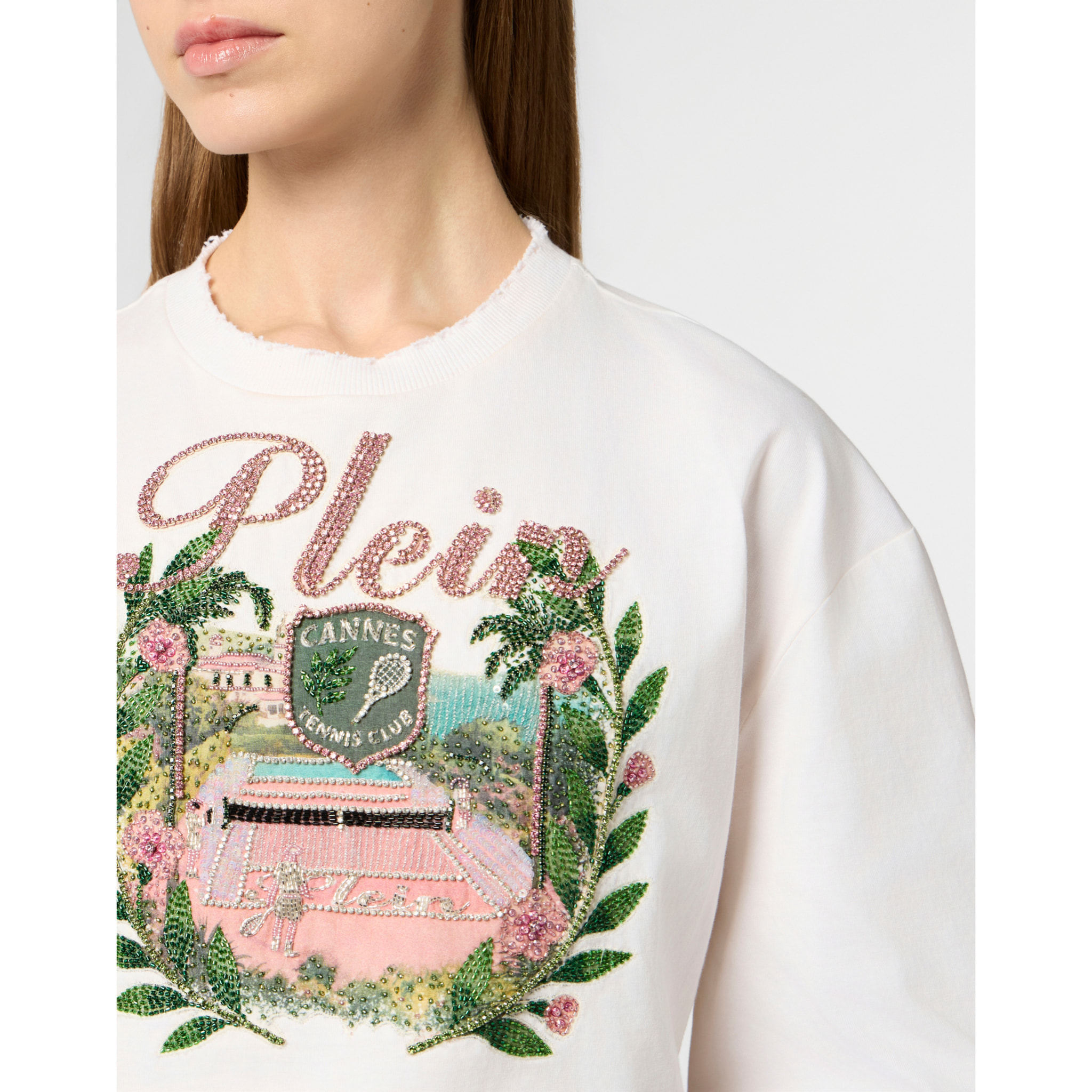 PHILIPP PLEIN Cropped T-Shirt Cannes Tennis Club