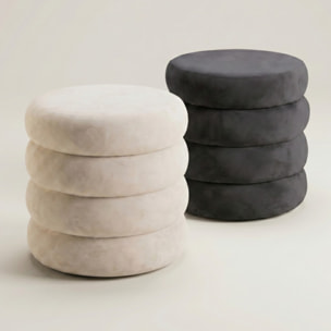 Pouf Contenitore Rotondo in Velluto con Coperchio, Seduta Imbottita con Vano Contenitore Salvaspazio dallo Stile Elegante per Soggiorno, Camera da Letto e Ingresso
