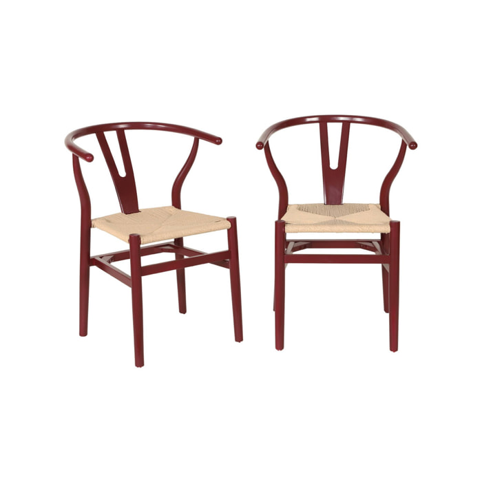 Chaise vintage bois de hêtre et cordes (lot de 2) CECILE