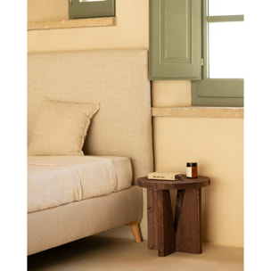 Mesita de noche de madera maciza en tono nogal de 40x40cm Alto: 40 Largo: 40 Ancho: 40