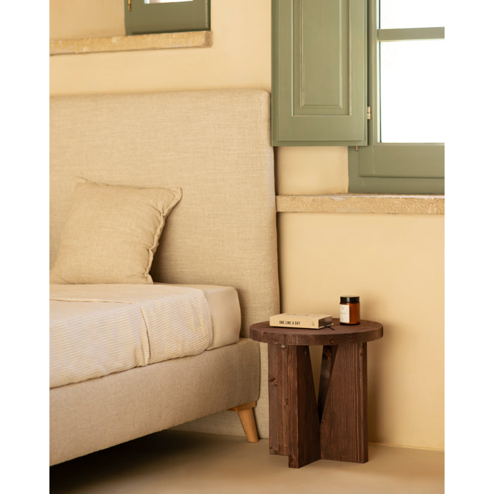 Mesita de noche de madera maciza en tono nogal de 40x40cm Alto: 40 Largo: 40 Ancho: 40