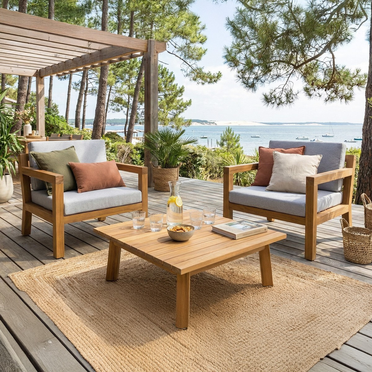 Salon de jardin 2 places en bois FSC - PALAU