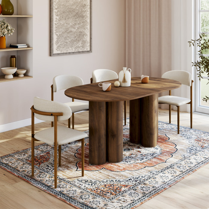 Table à manger ronde extensible Olympia effet noyer Ø160-200cm