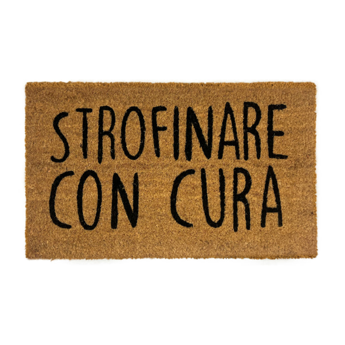 Zerbino Ingresso Casa Antiscivolo In Cocco Scritte Divertenti Strofinare con Cura