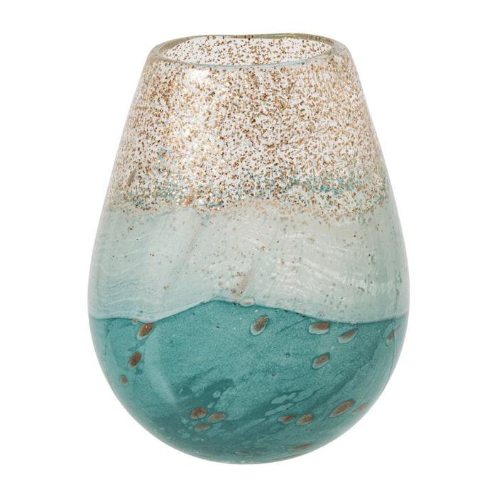 J-Line vase - verre - turquoise/doré - small