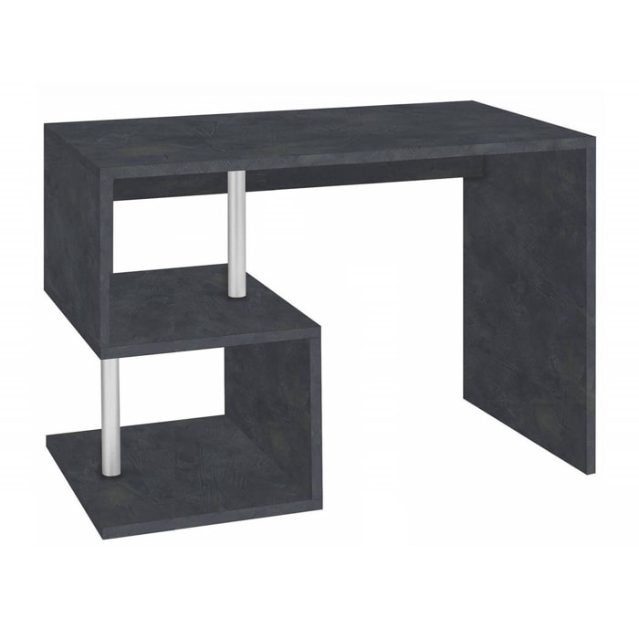 Scrivania Acan, Scrittoio lineare porta PC, Tavolo multiuso per ufficio, Scrivania salvaspazio multiposizione, 100% Made in Italy, cm 100x50h78, Ardesia