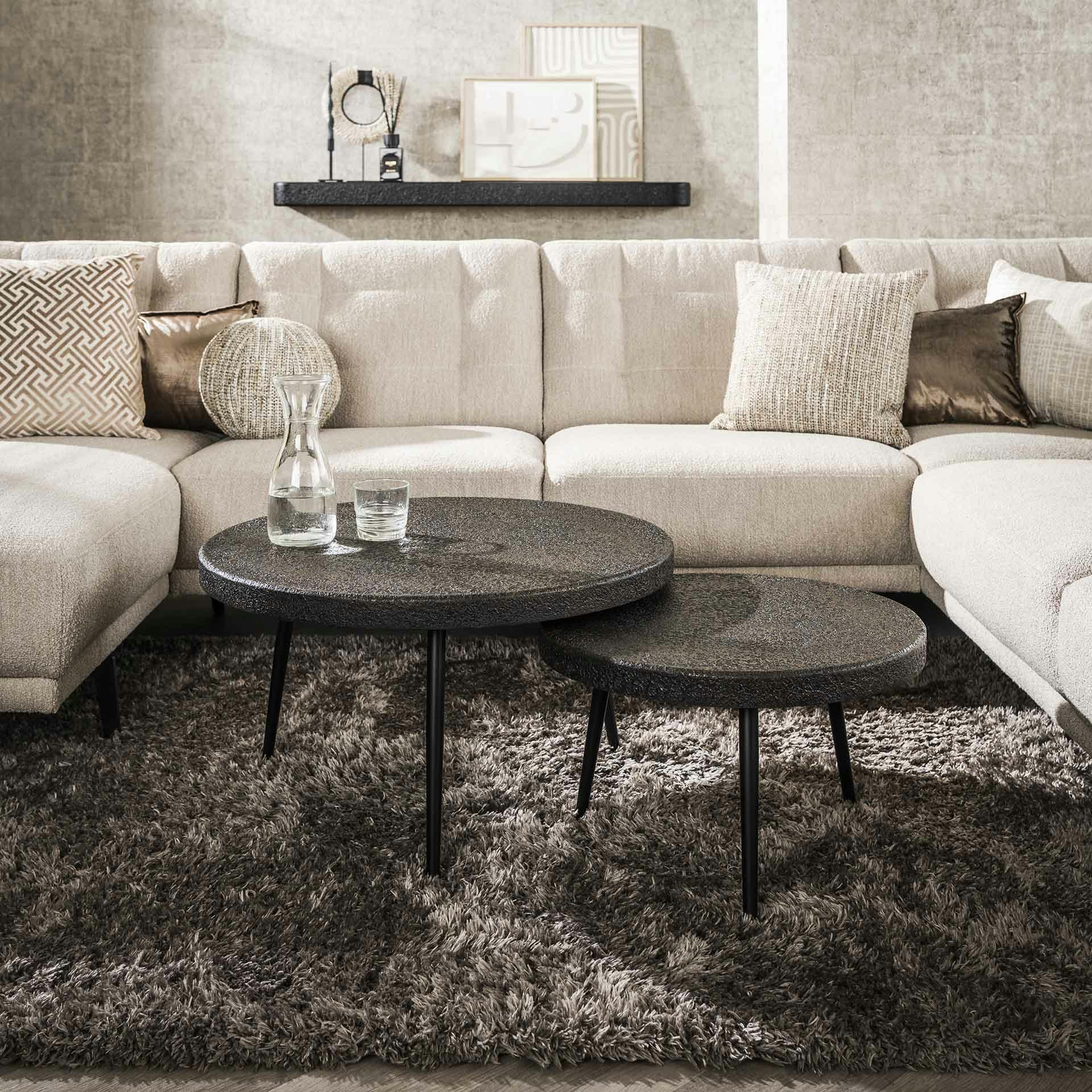 Table basse ronde effet métal vieilli (lot de 2) RALF