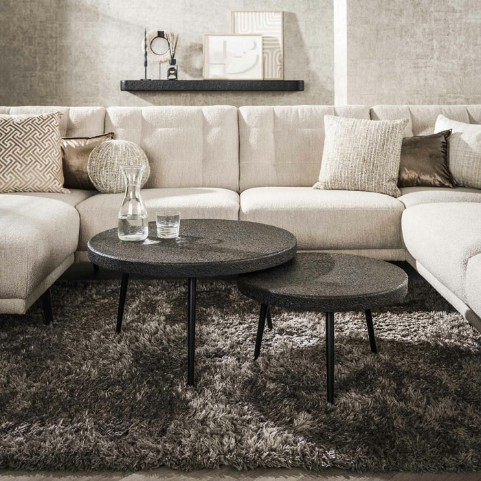 Table basse ronde effet métal vieilli (lot de 2) RALF