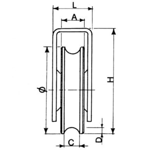 Roue à gorge ronde AVL Ø80 mm support extérieur - Charge 300 kg - 922080A