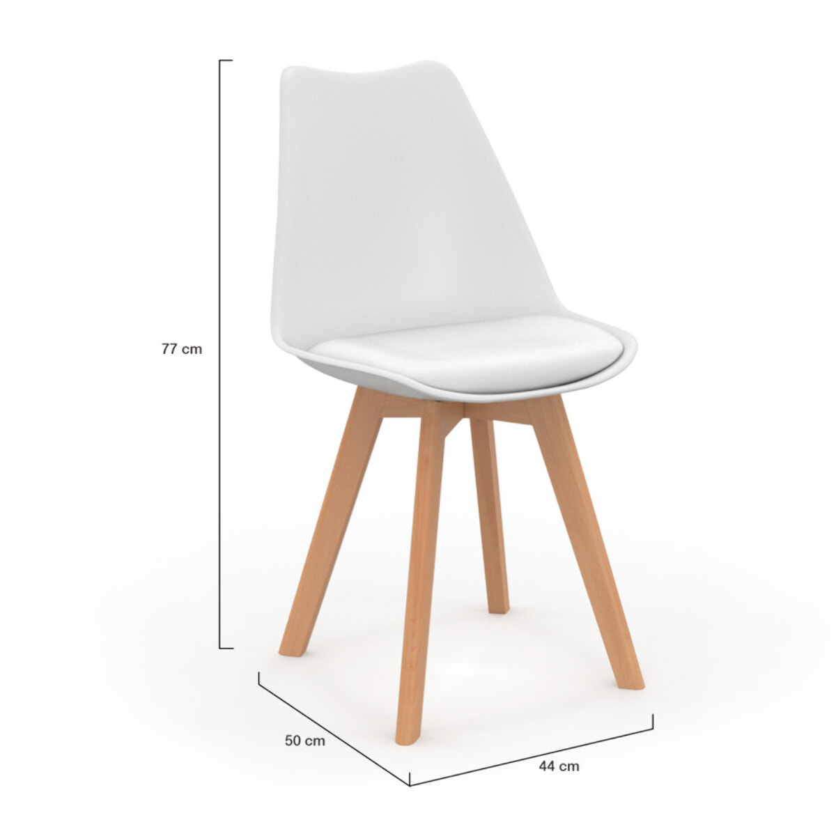Chaises Nordia blanche pieds bois - lot de 4