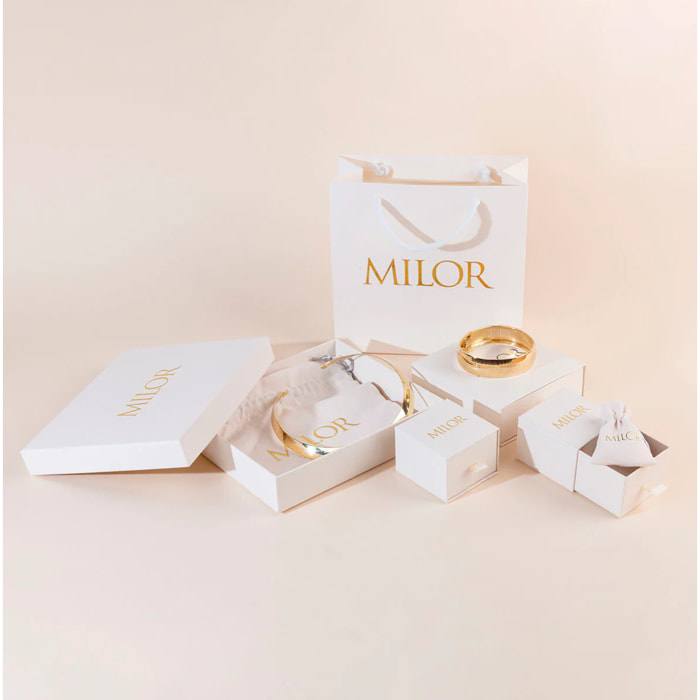Sacchetto Regalo Milor - Bianco e Oro - 24.5x24.5x8 cm