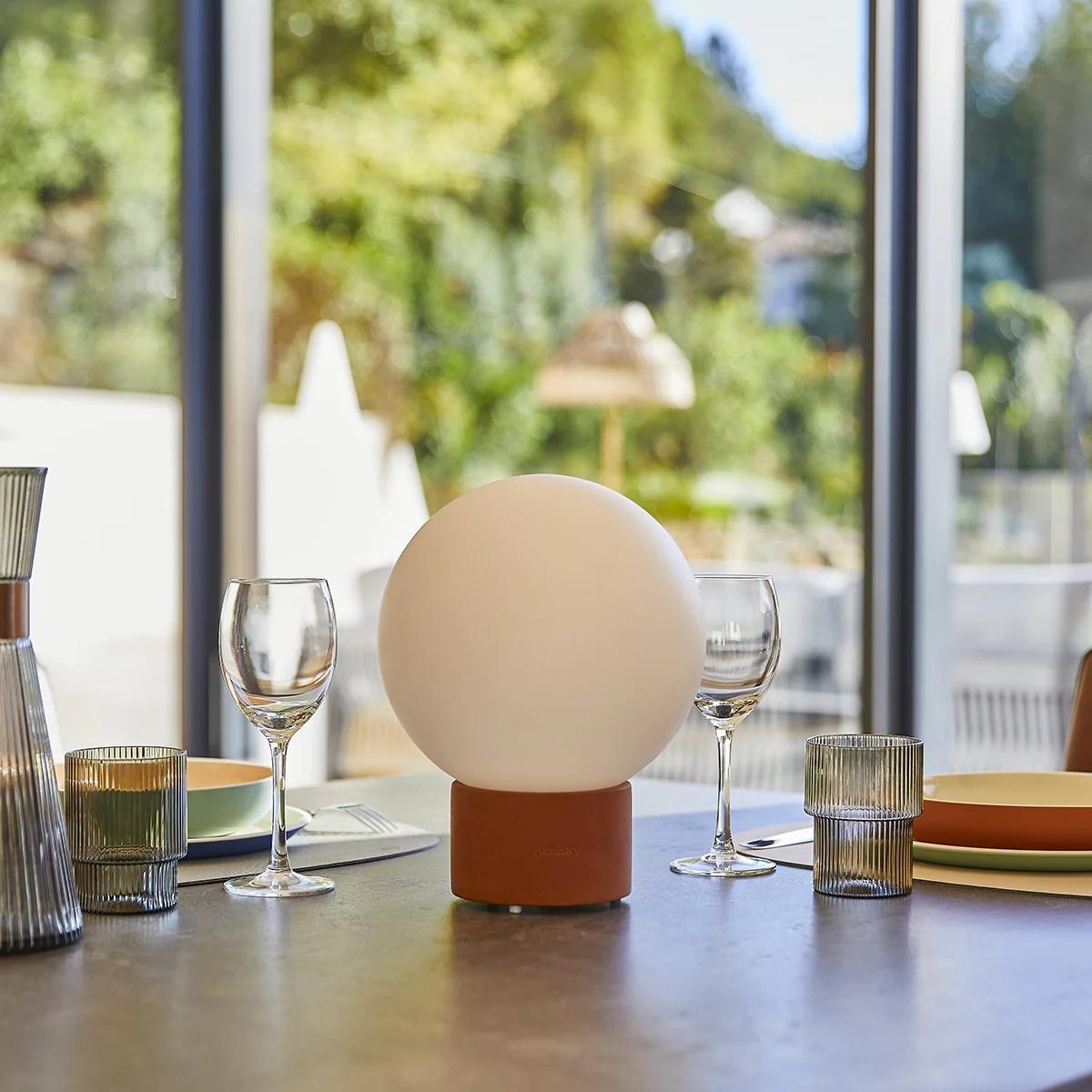 Lampe de table touch effet beton orange LED TERRA TERRE CUITE h 25 cm