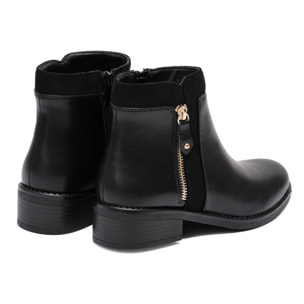 Stivaletti in simil pelle con lampo dorata