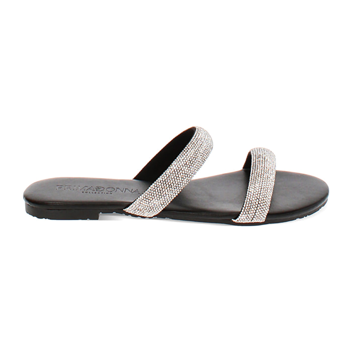 Sandali bassi neri con strass