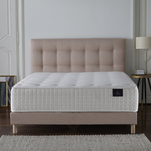 Ensemble Hélios - Matelas ressorts ensachés Mémoire de forme Latex - Sommier Rose Poudré