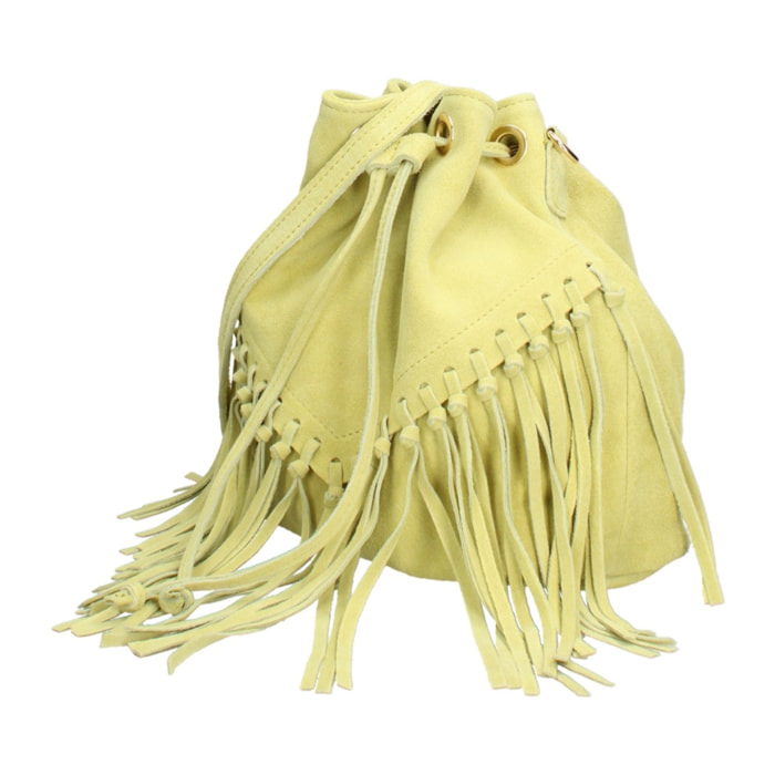 Borsa a secchiello da donna Made in Italy - Modello Umbria Plus - Pelle scamosciata - 25.0 x 22.0 x 13.0 cm