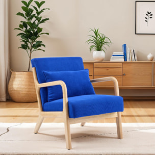 Fauteuil en bois et velours côtelé - LANNA