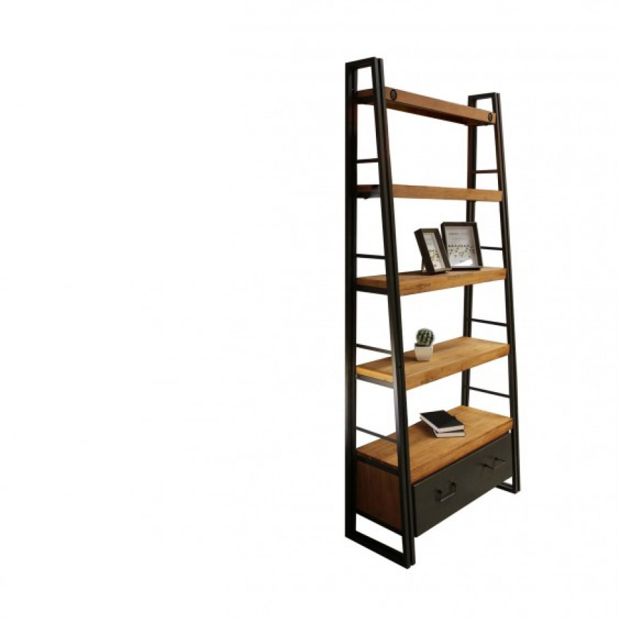 Étagère bibliothèque en bois et métal style industriel H.195cm - ATELIER