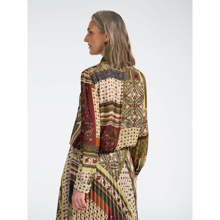 Elena Mirò - Camicia in georgette stampata - Verde militare