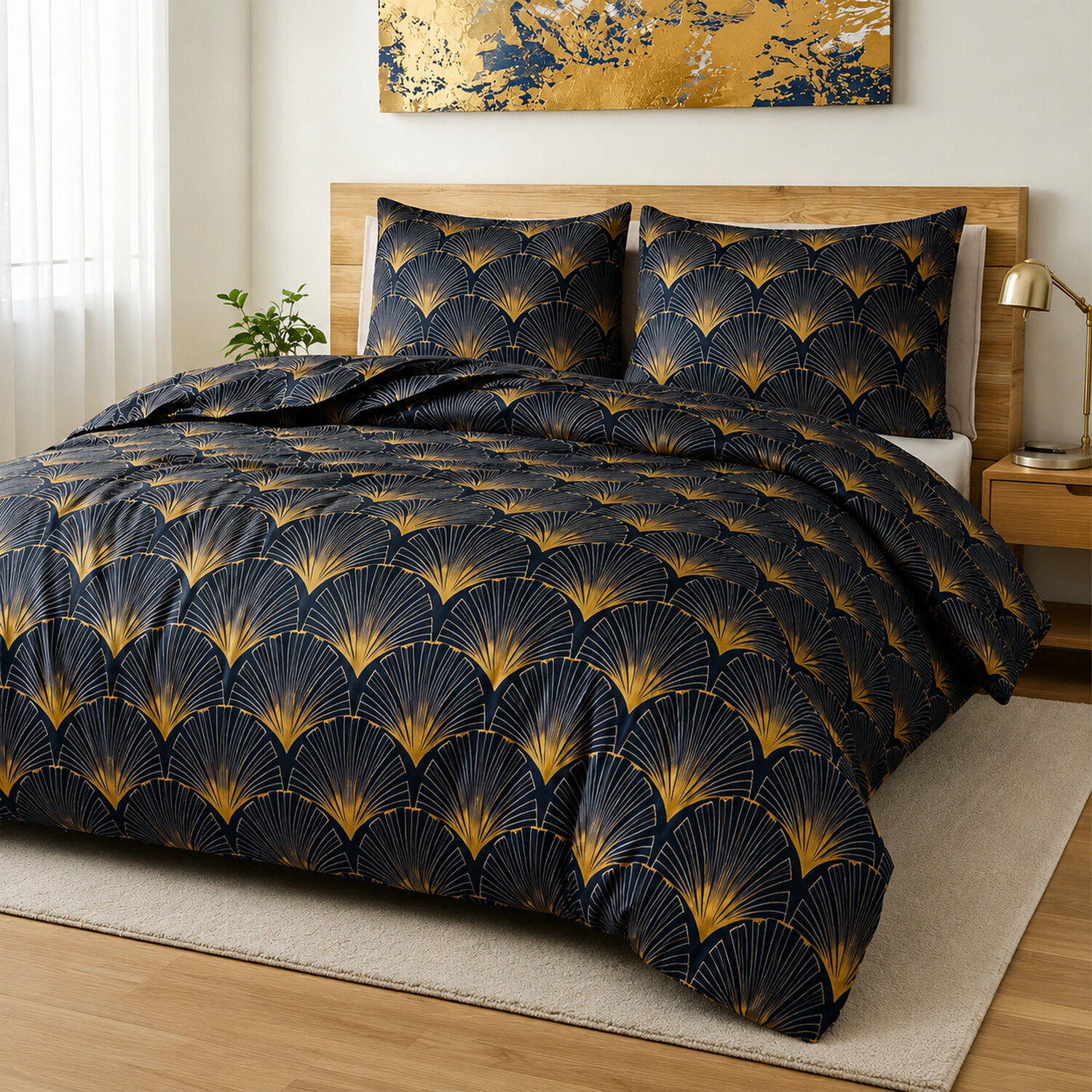 Parure housse de couette 100% microfibre motif éventail - opera