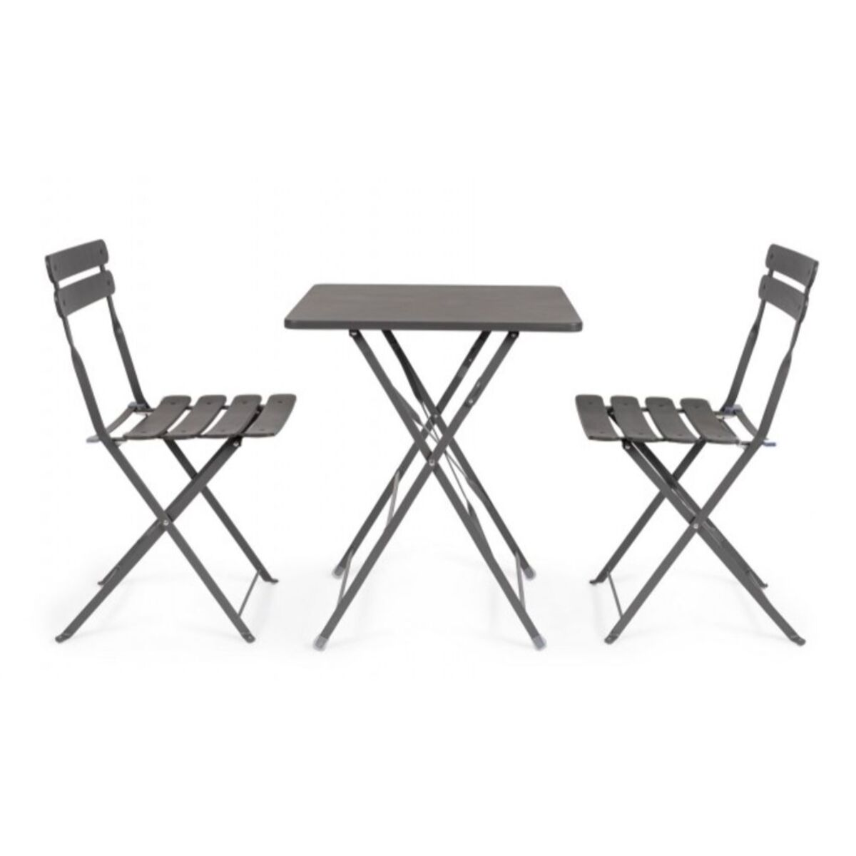 Set di 2 sedie YASMIN in acciaio antracite, pieghevole