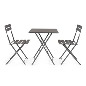 Set di 2 sedie YASMIN in acciaio antracite, pieghevole