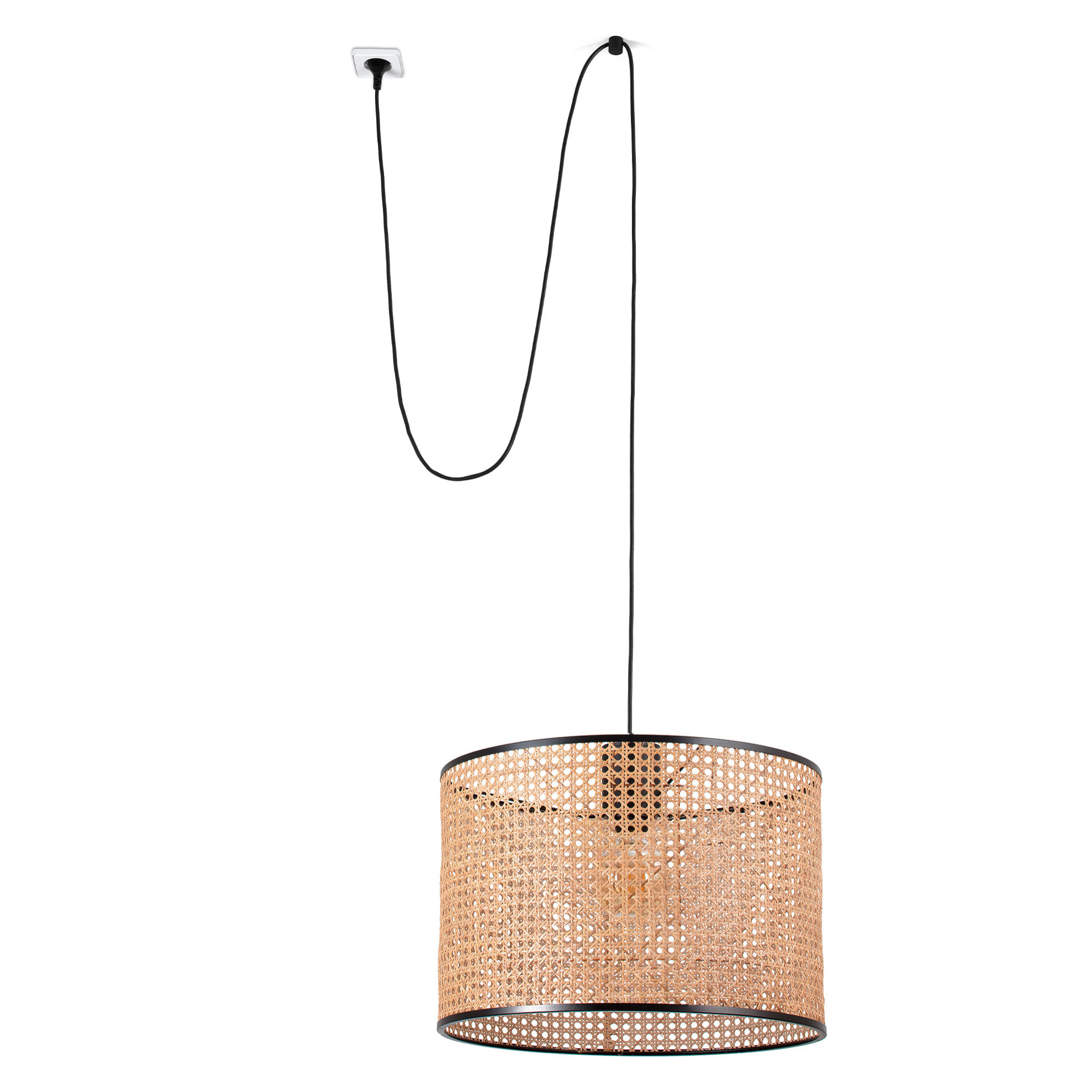 MAMBO 450 Lampada sospensione nera/ratan