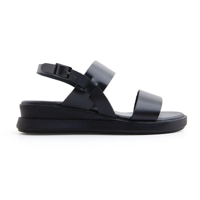 Sandalo platform minimal band in vera pelle - NERO