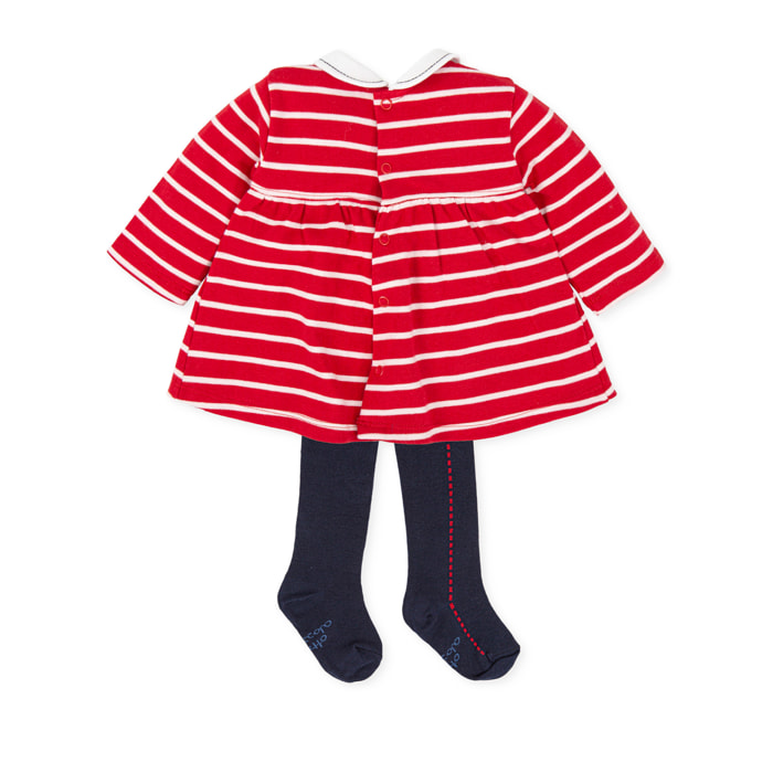 Vestido con leotardos - Rojo