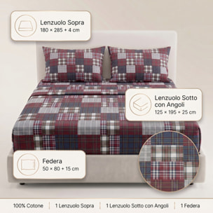 Completo lenzuola in cotone - TARTAN MULTICOLOR