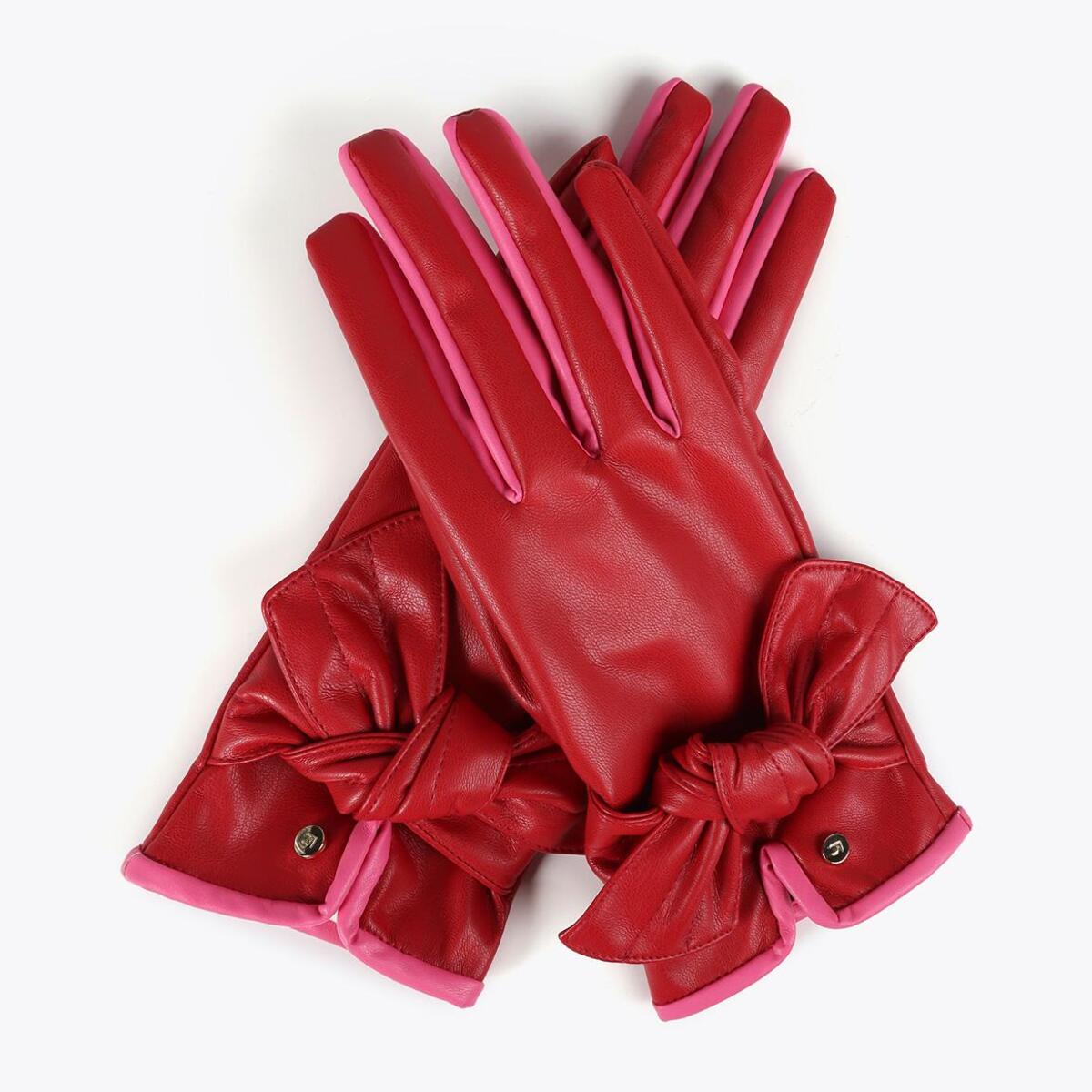 Guanti Effetto Pelle con Fiocco