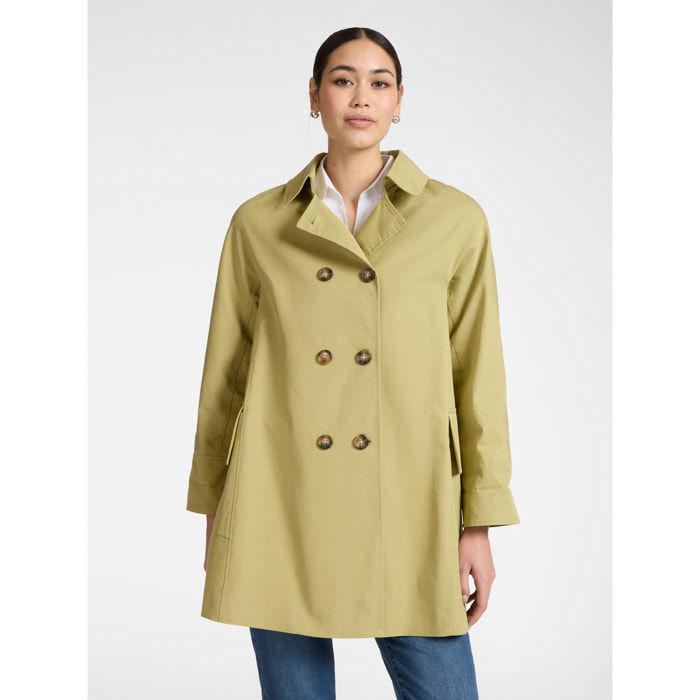 Elena Mirò - Trench cruzado en gabardina - Verde claro