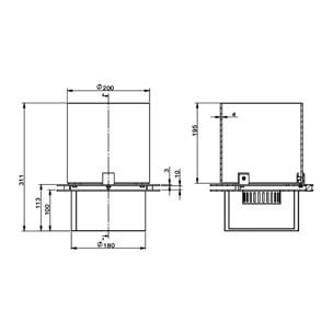 Bruciatore a bioetanolo per camino 1,5 L, in acciaio inox e vetro temperato Ø25 cm