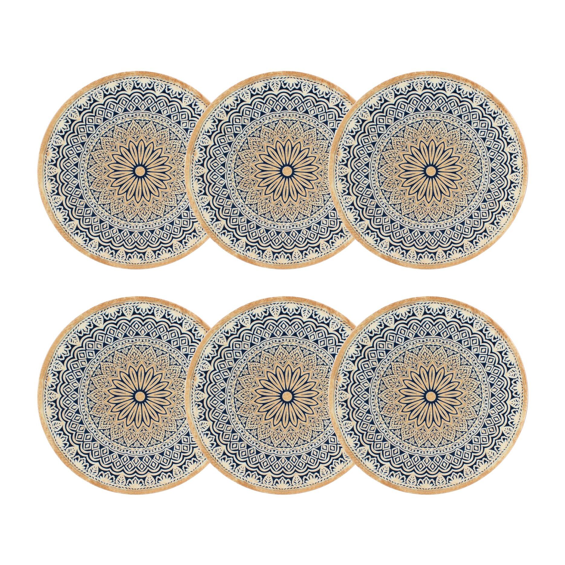 Lot de 6 assiettes plates en porcelaine 27cm BYZANCE