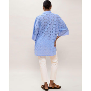 Abito corto oversize ricamato in Svizzera