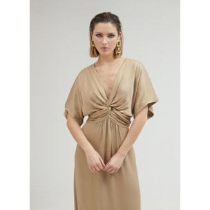 Vestito lungo con drappeggio in vita