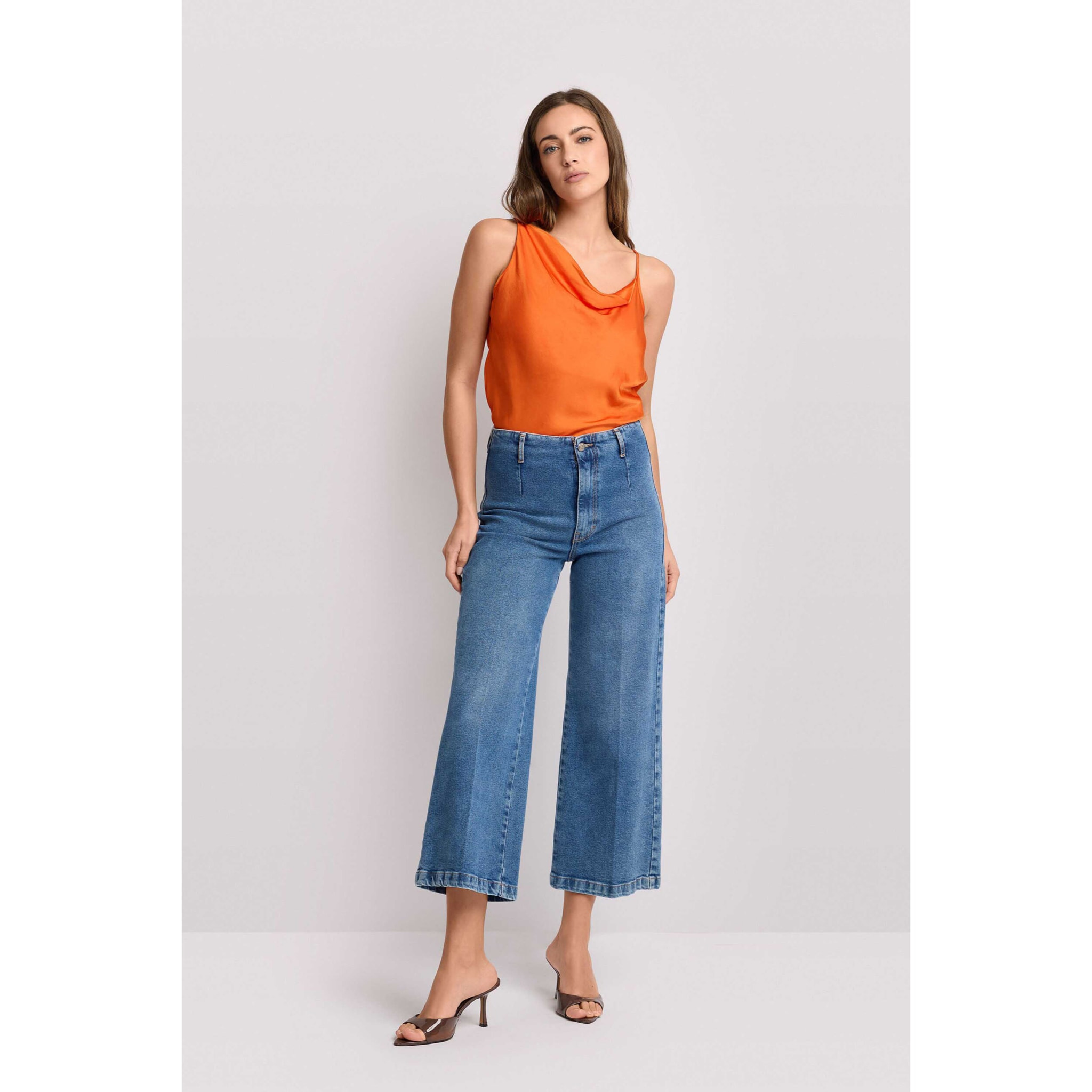 Kocca - Pantaloni in denim vita alta Donna, Denim