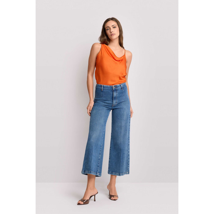 Kocca - Pantaloni in denim vita alta Donna, Denim