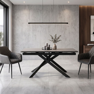 Tavolo allungabile BEVERLY HILLS in ceramica finitura pietra grigio 160+40+40x90x76