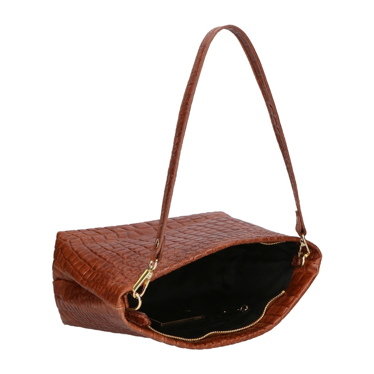 Borsa a spalla da donna - Modello Lorelei - Vera pelle croco - 33.0 x 19.0 x 10.0 cm