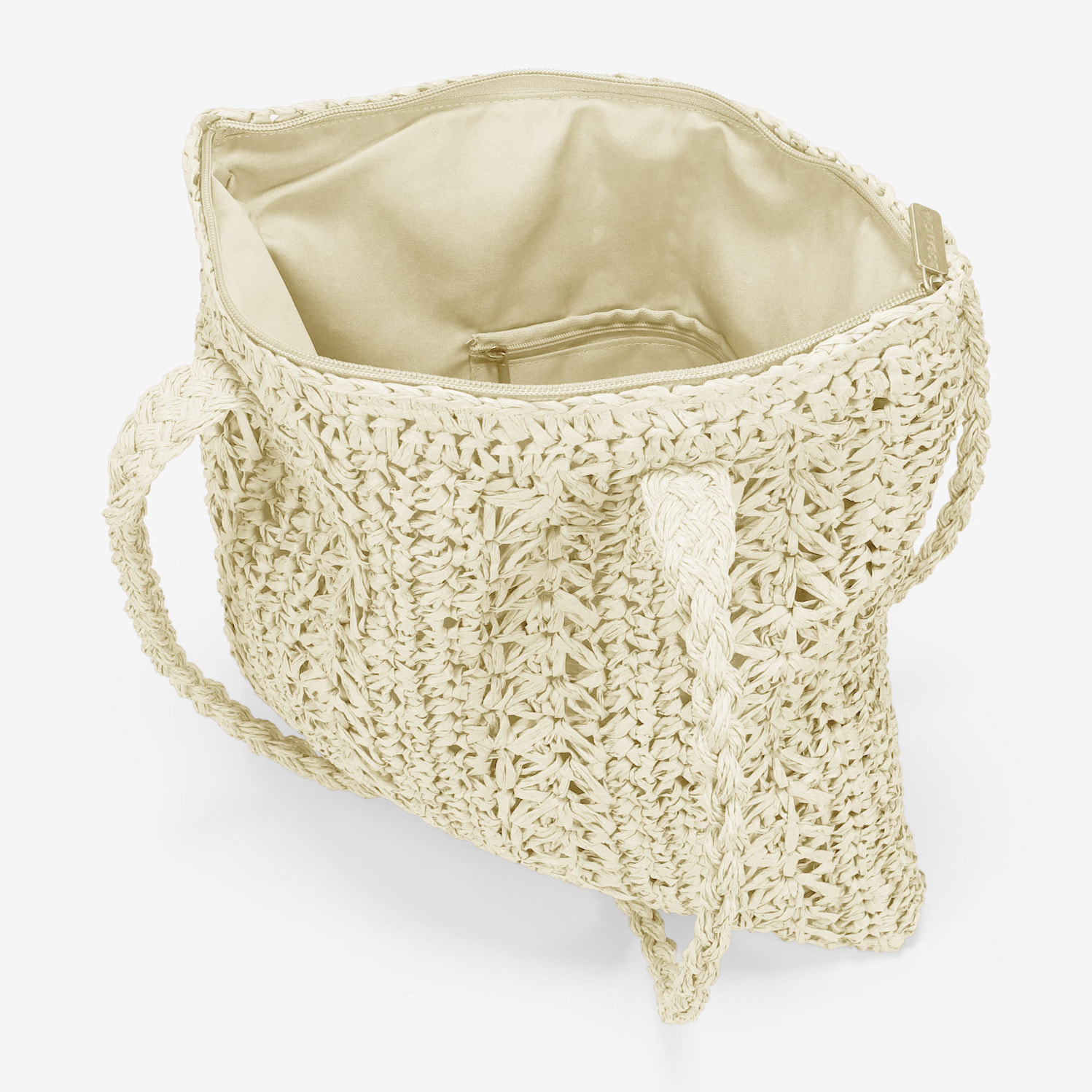 Bolso de playa beige en rafia